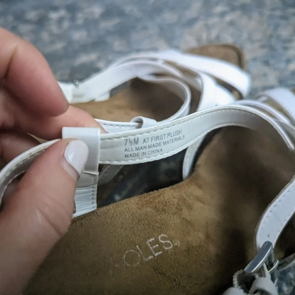 White Strappy Aerosoles Wedges - Picture 4 of 13